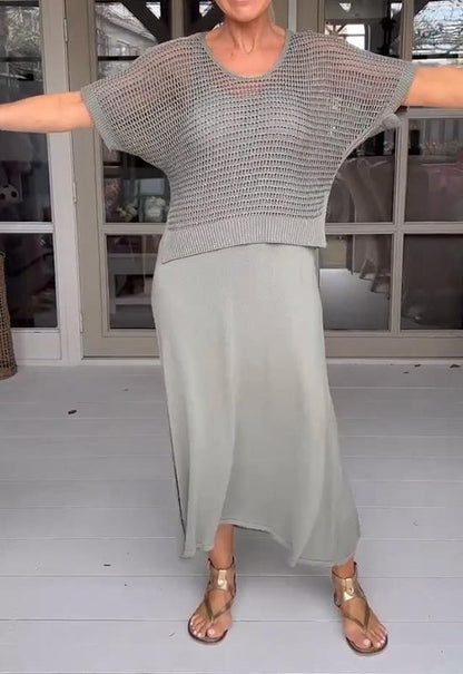 LM | Garter dress and sheer blouse