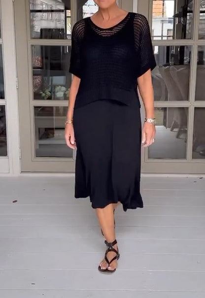 LM | Garter dress and sheer blouse