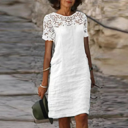 LM | Lace dress in cotton and linen
