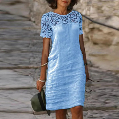 LM | Lace dress in cotton and linen