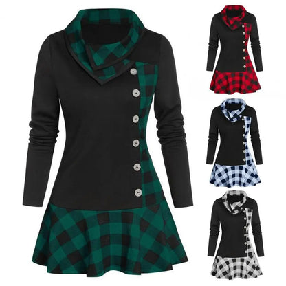MB | Kariertes Patchwork-Minikleid mit überlappendem Revers