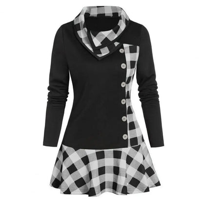 MB | Kariertes Patchwork-Minikleid mit überlappendem Revers