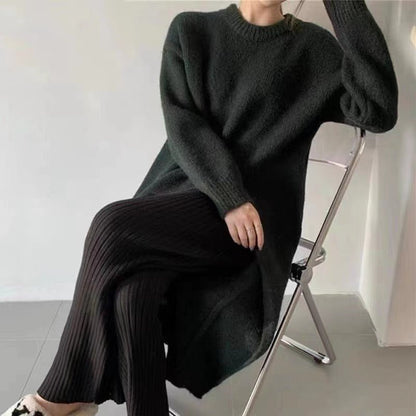 TS | Sweater midi dress with pleated detail
