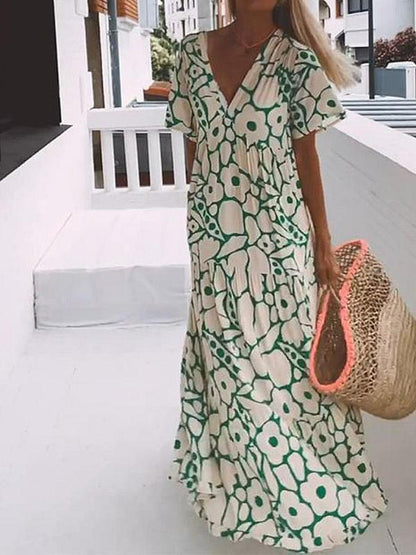 LM | Short-sleeved maxi dress with print
