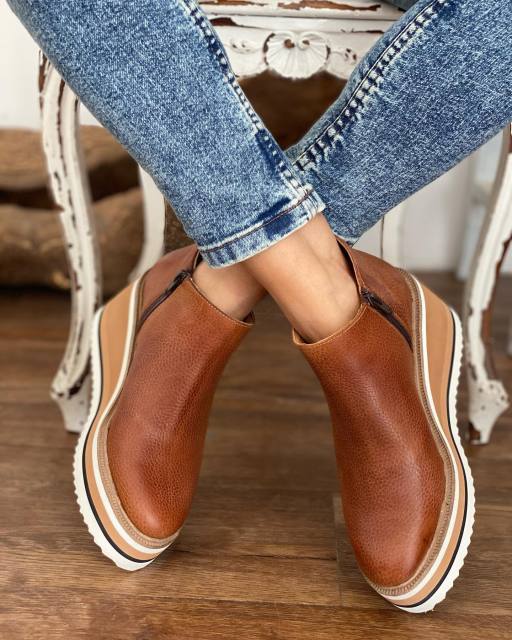 LM | 50% OFF )Zipper wedges ladies ankle boots