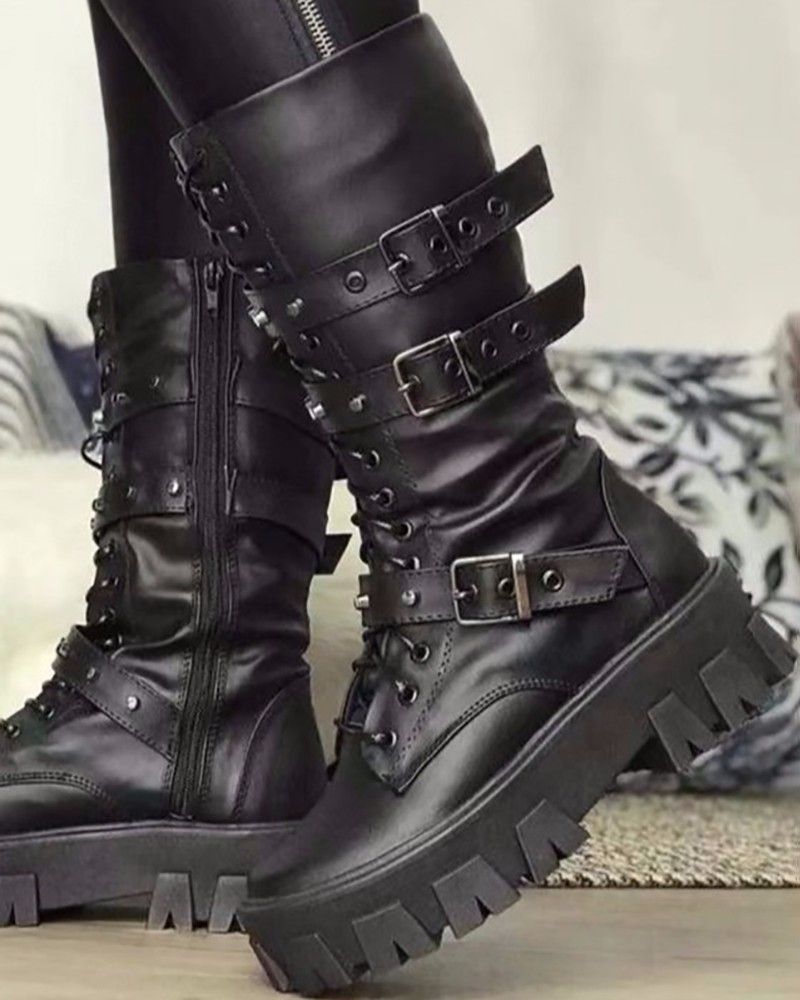 LM | Boots with zipper and buckles